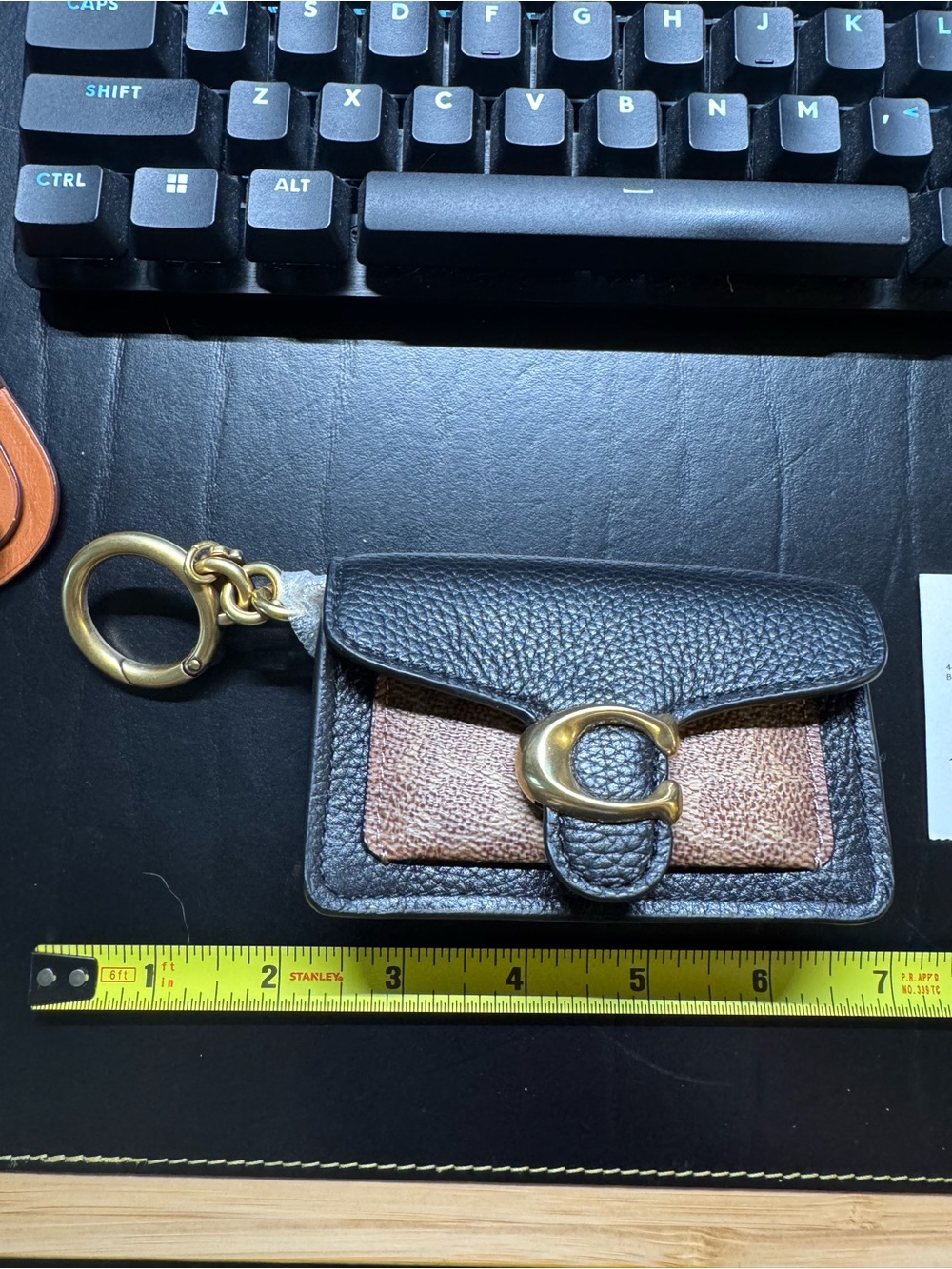 Coach mini tabby charm in signature c and black leather